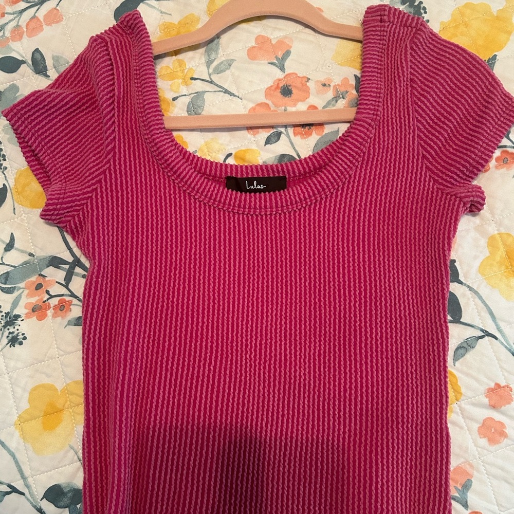 Lulus Pink Ribbed Knit Top